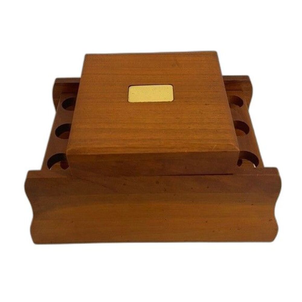 Vintage Decatur Industries Deco Aztec Tobacco Humidor w/ 6 Pipe Holder